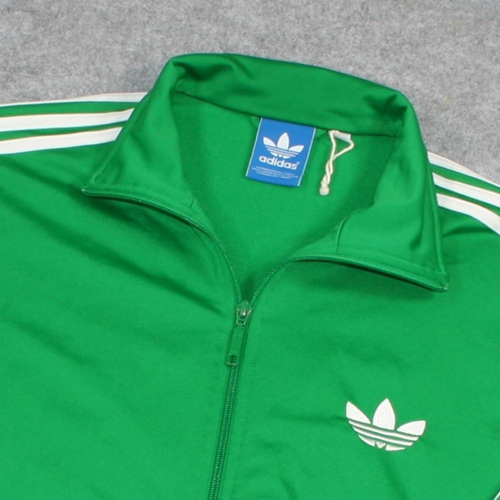 Adidas Mens Track Jacket Green Firebird 3-Stripe Trefoil Full Zip Retro